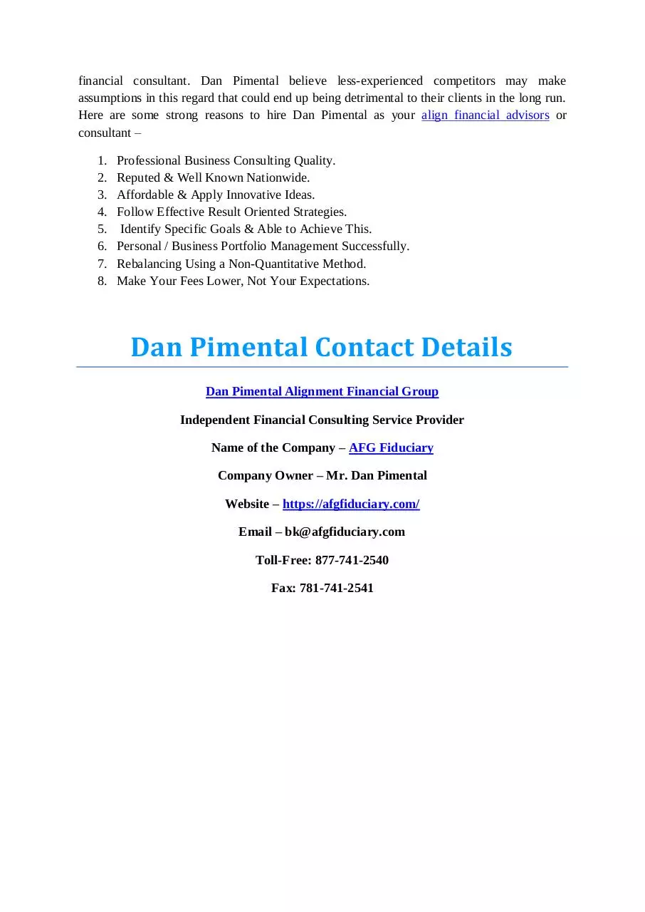 Page 4 of 4, Portfolio of Dan Pimental Alignment Financial Group