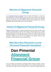 Page 3, Portfolio of Dan Pimental Alignment Financial Group