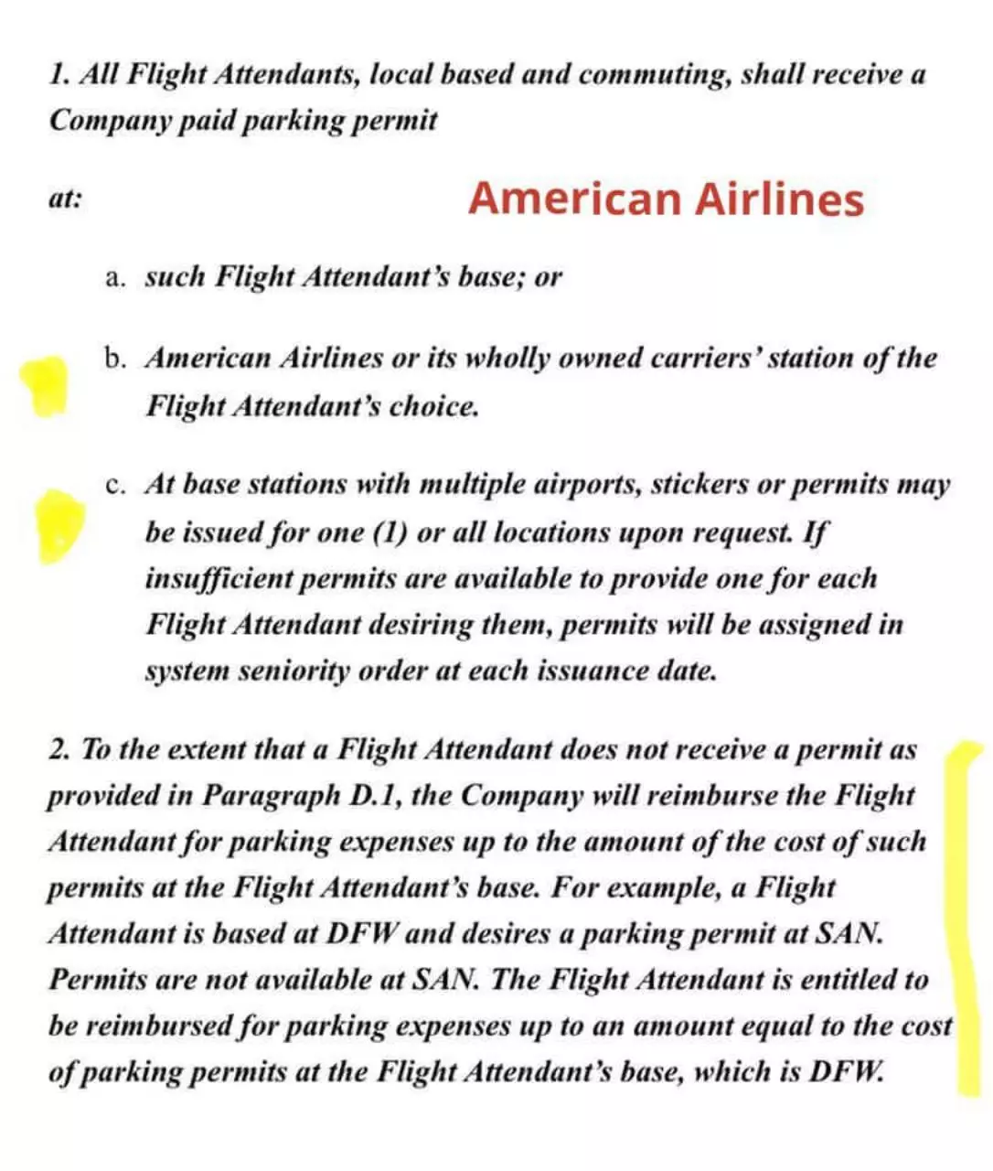 Page 1 of 14, Flight Attendant Commuter Parking Policies