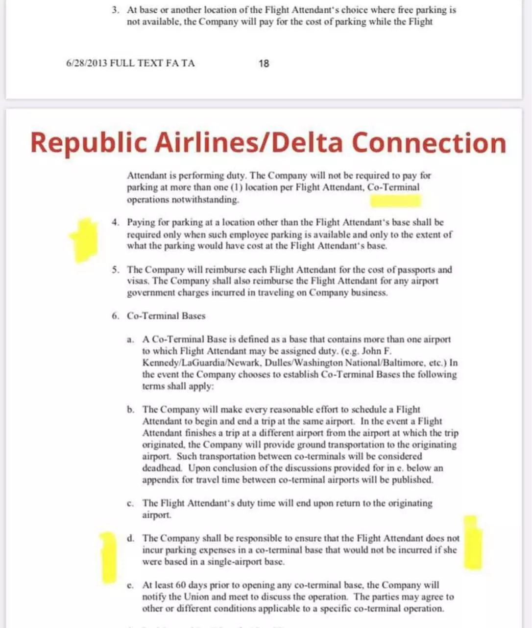 Page 3 of 14, Flight Attendant Commuter Parking Policies