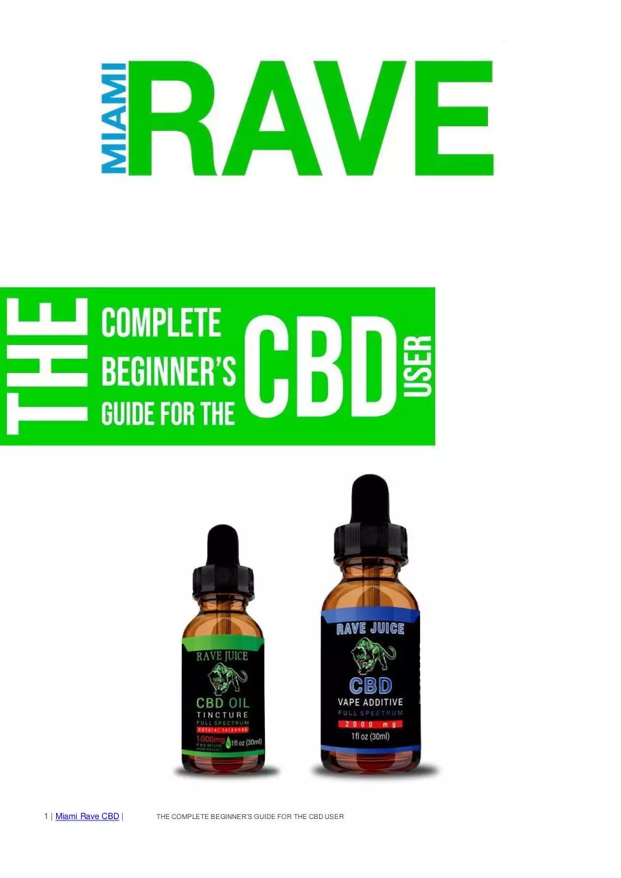 Page 1 of 18, THE COMPLETE BEGINNER’S GUIDE FOR THE CBD USER