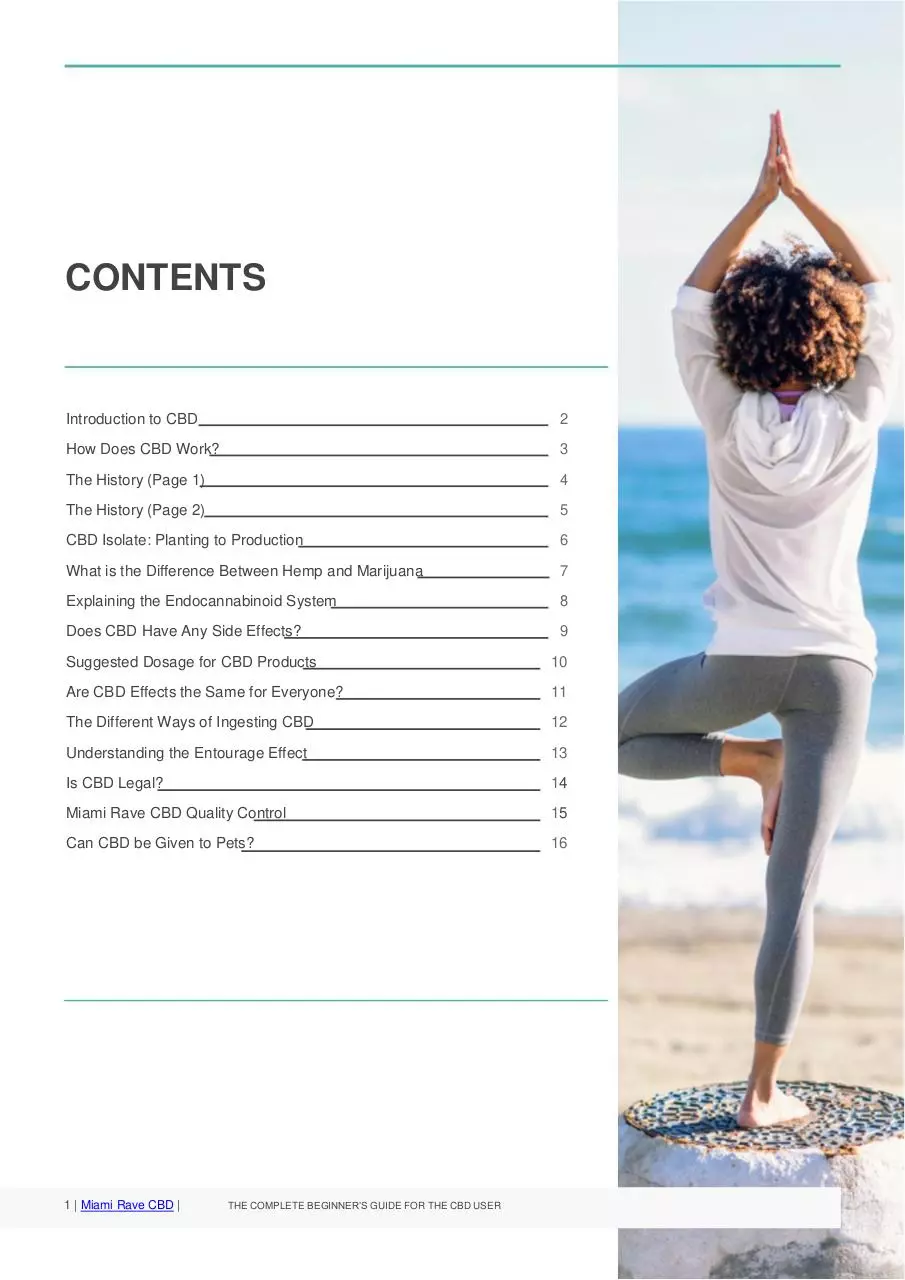 Page 2 of 18, THE COMPLETE BEGINNER’S GUIDE FOR THE CBD USER