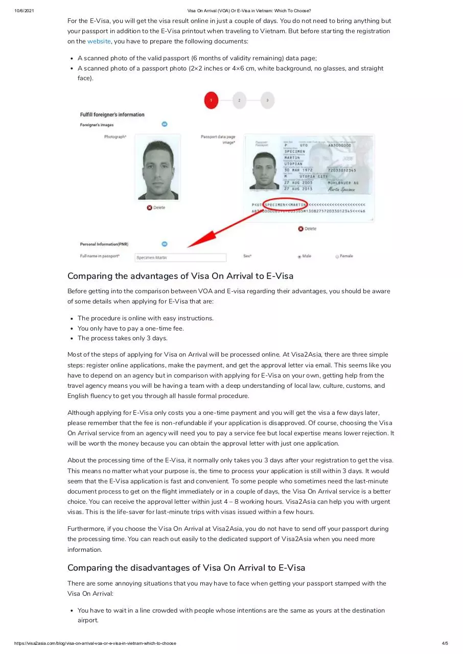 Page 4 of 5, Visa On Arrival (VOA) Or E Visa in Vietnam Which To Choose
