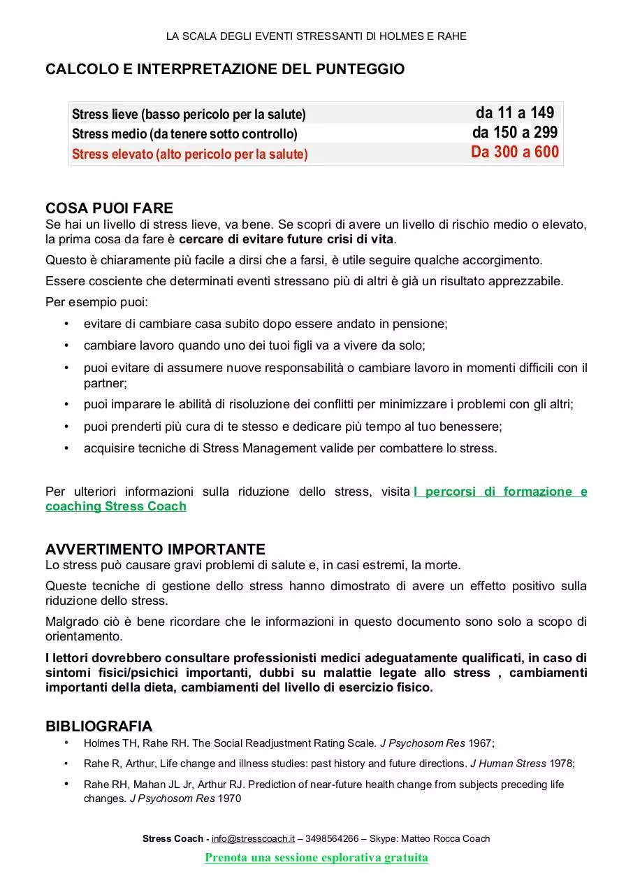 Page 3 of 3, La scala degli eventi stressanti di Holmes Rahe