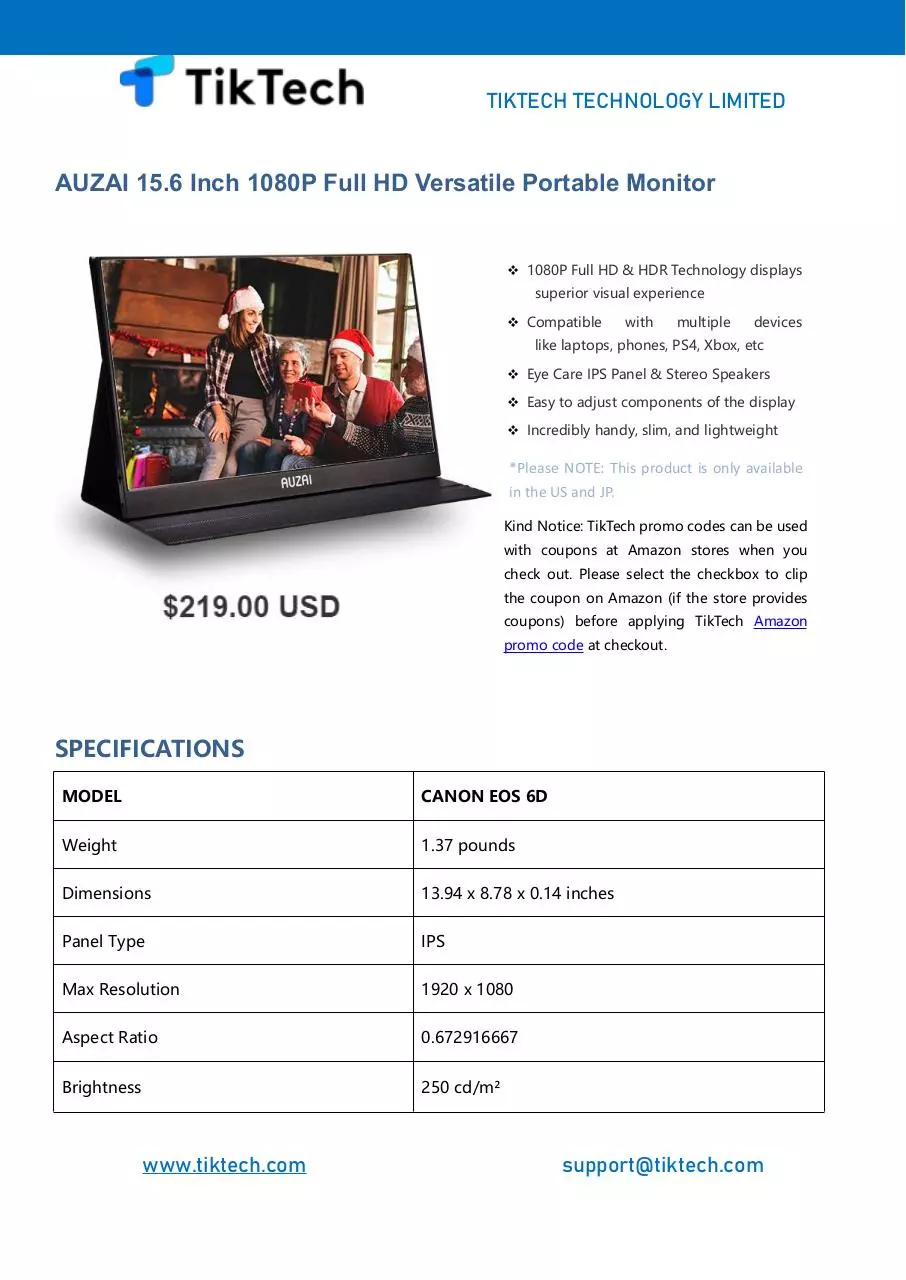 Page 1 of 3, AUZAI 15.6 Inch 1080P Full HD Versatile Portable Monitor