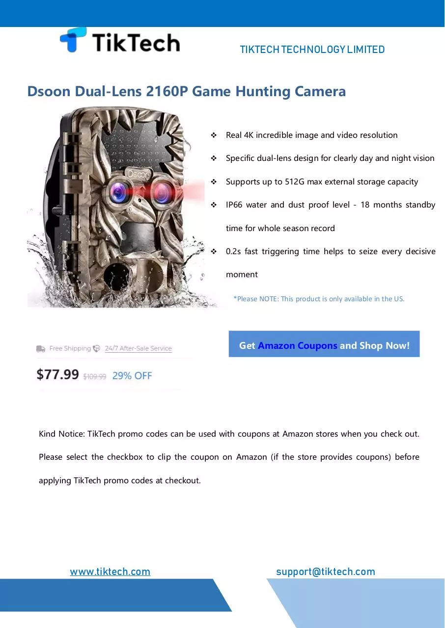 Page 1 of 2, Dsoon Dual Lens 2160P Game Hunting Camera