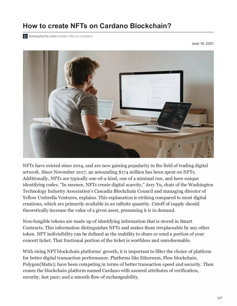 Page 1 of 7, leewayhertz.com How to create NFTs on Cardano Blockchain