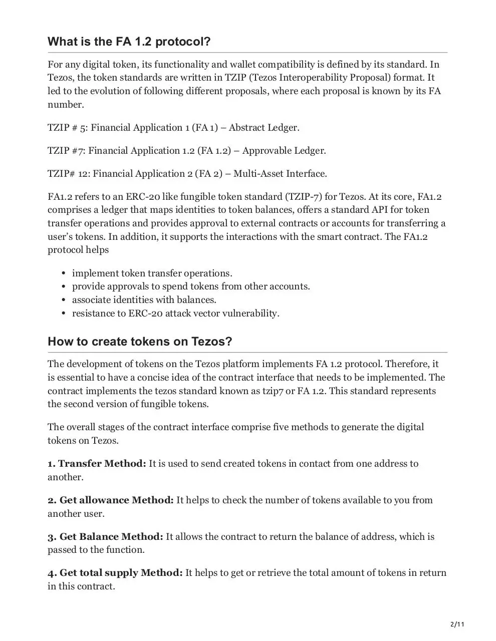 Page 2 of 11, How to create tokens on Tezos Platform