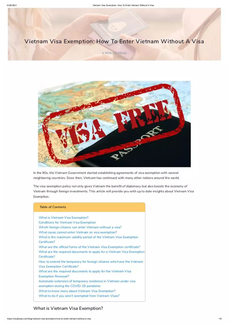 Page 1 of 5, Vietnam Visa Exemption How To Enter Vietnam Without A Visa