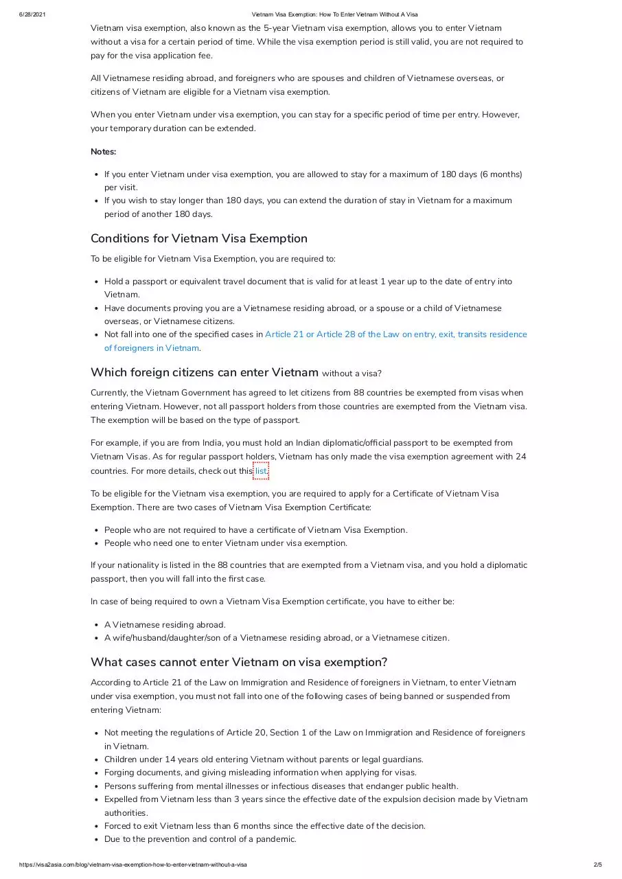 Page 2 of 5, Vietnam Visa Exemption How To Enter Vietnam Without A Visa