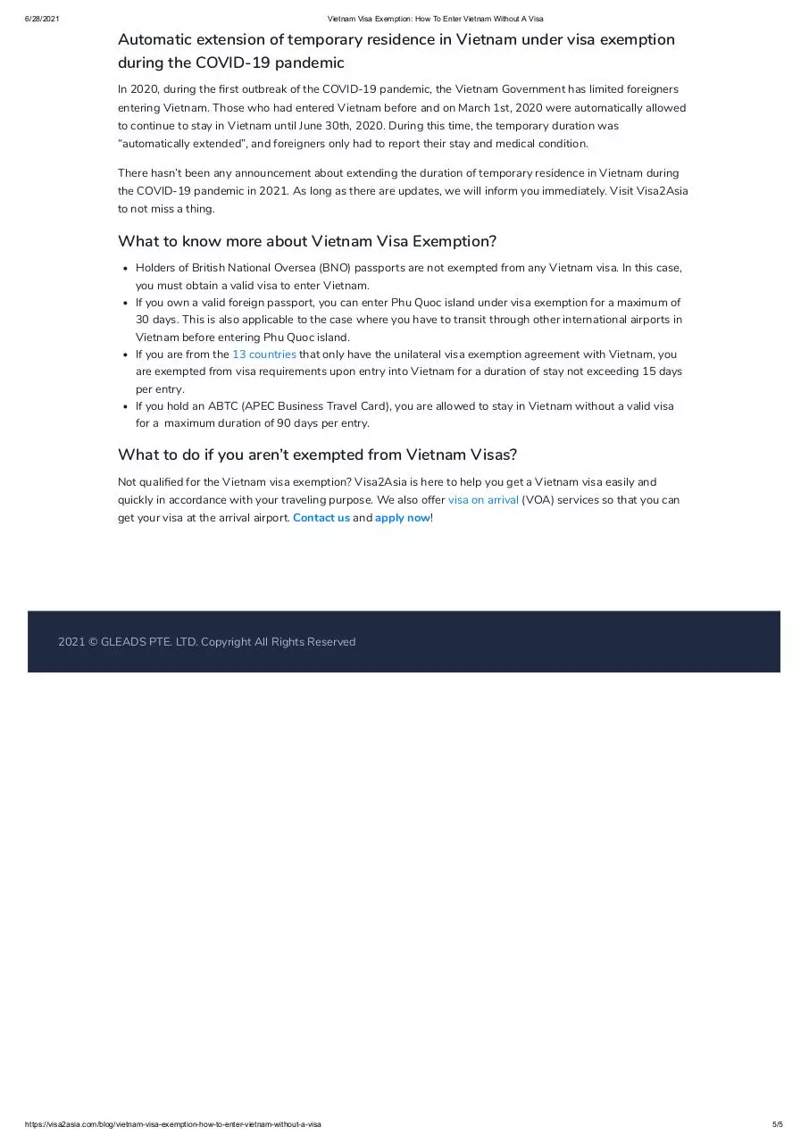Page 5 of 5, Vietnam Visa Exemption How To Enter Vietnam Without A Visa