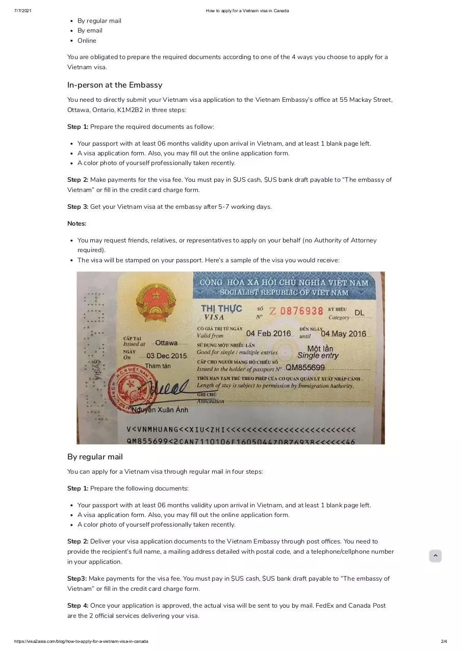 Page 2 of 4, How To Apply For A Vietnam Visa In Canada