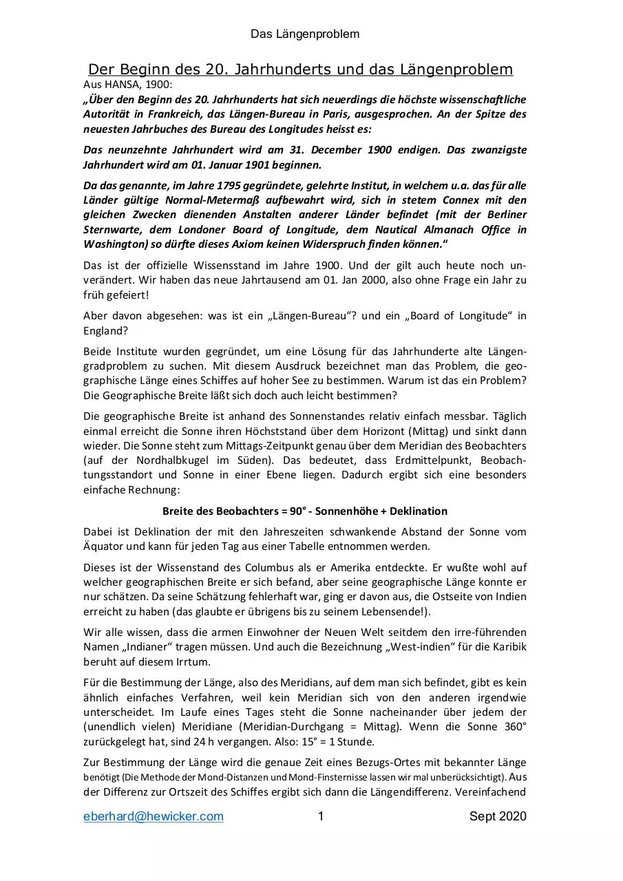 Page 1 of 3, 33 Das Längengrad Problem