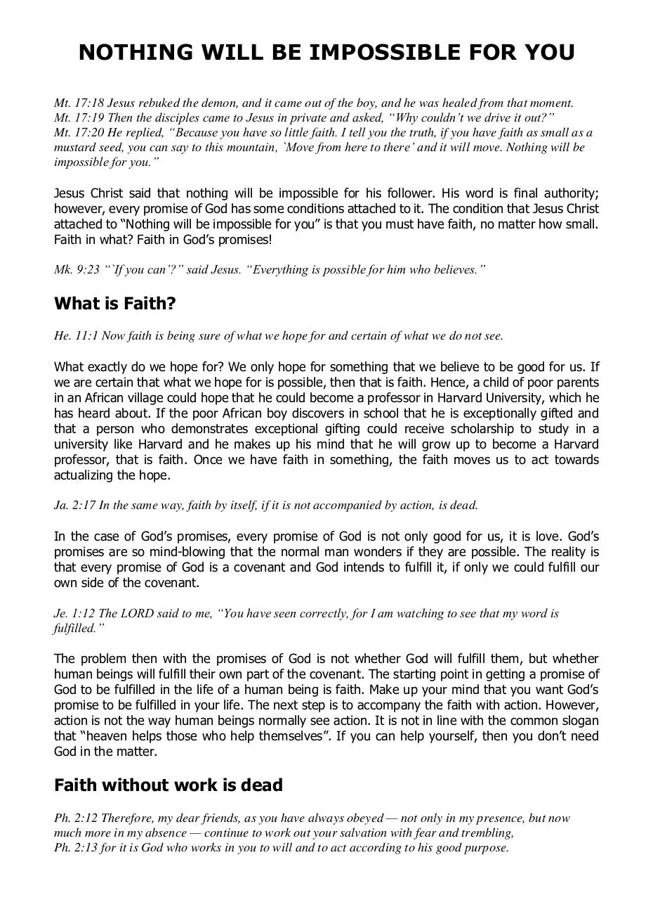 Page 1 of 3, NOTHING WILL BE IMPOSSIBLE FOR YOU