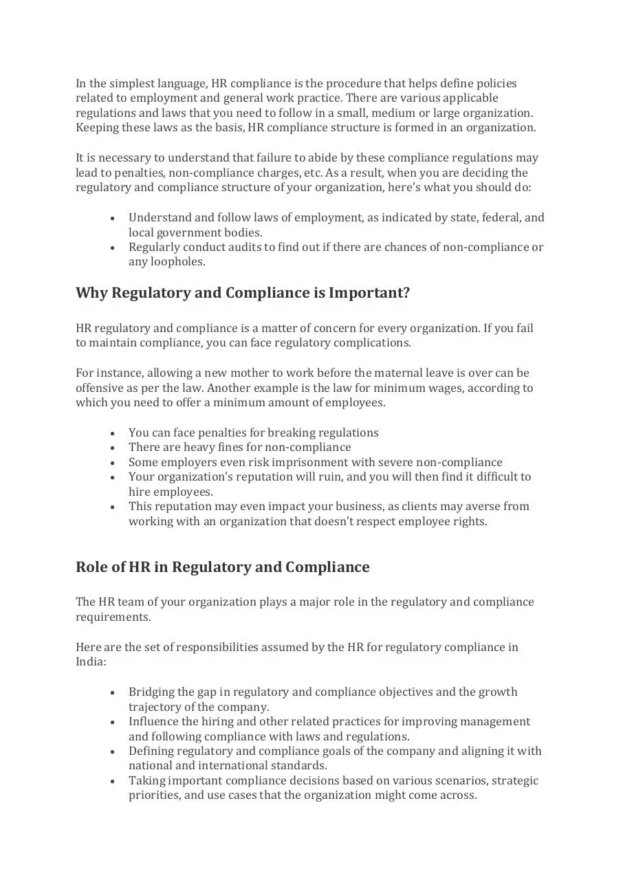 Page 2 of 5, Understanding HR Regulatory and Compliance Requirements