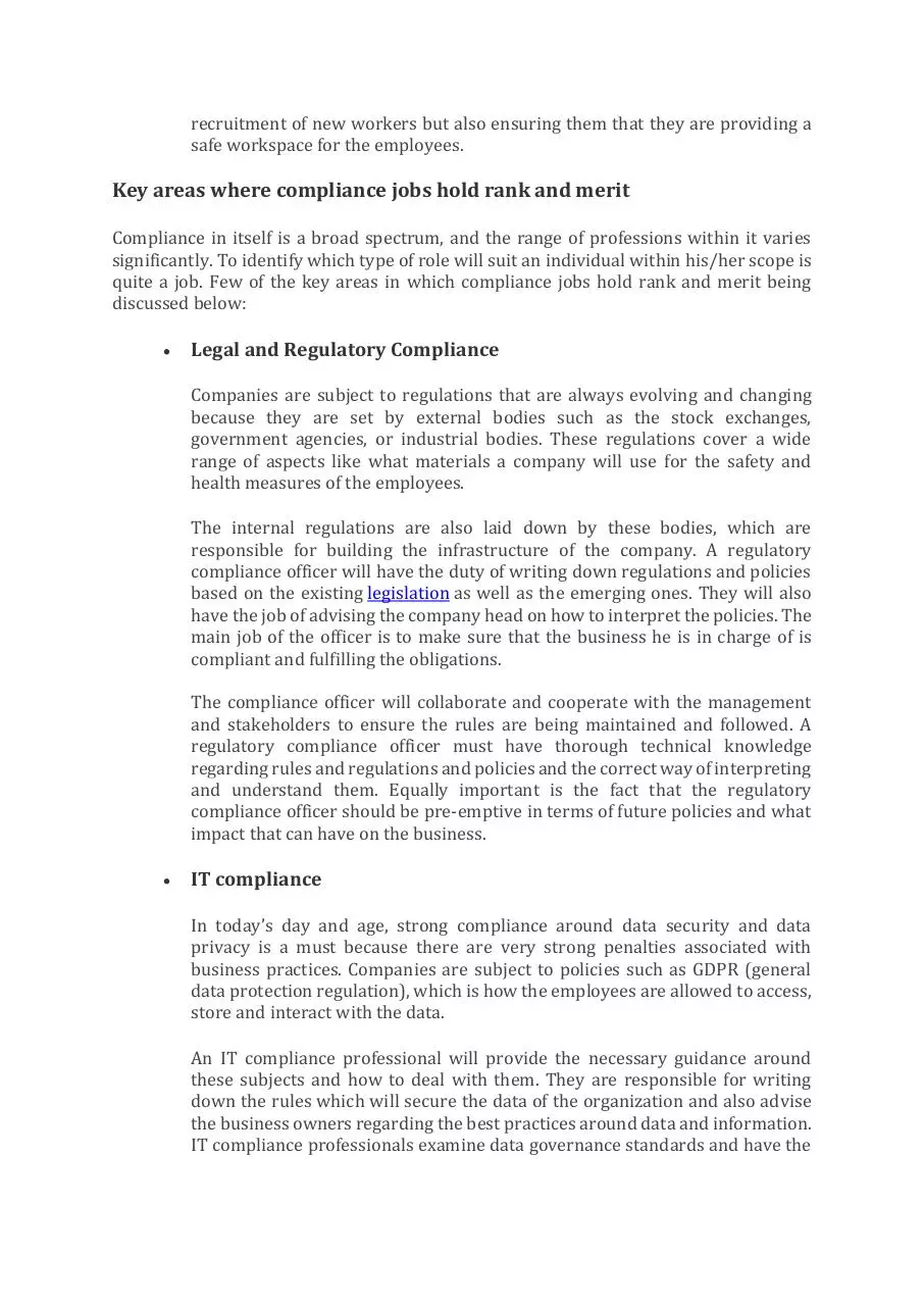 Page 3 of 5, What is the role of compliance in financial services
