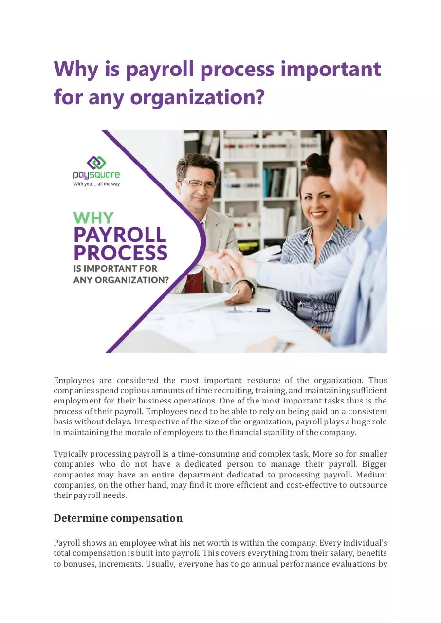 Page 1 of 5, Why is payroll process important for any organization