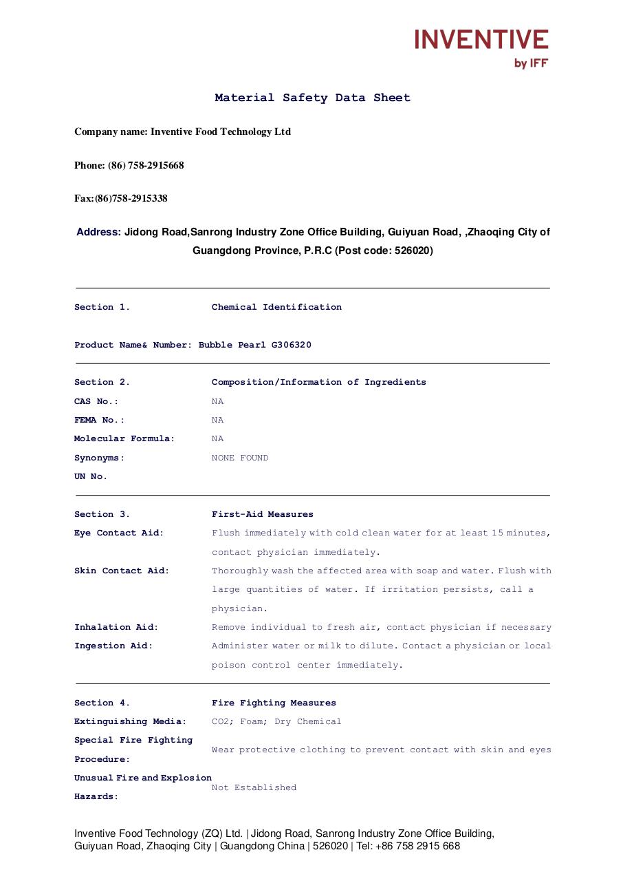 Document preview MSDS G306320 Bubble Pearl.pdf - page 1/4