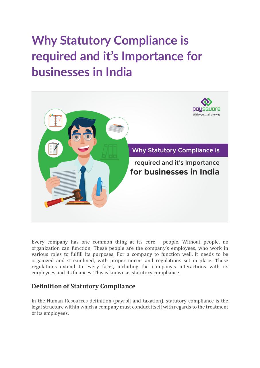 Why Statutory Compliance is required and it’s Importance for businesses in India.pdf - page 1/6