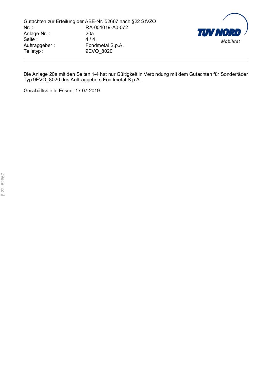 Document preview ABE - 9EVO - 8,0x20 - BMW 66,6mm.pdf - page 4/4