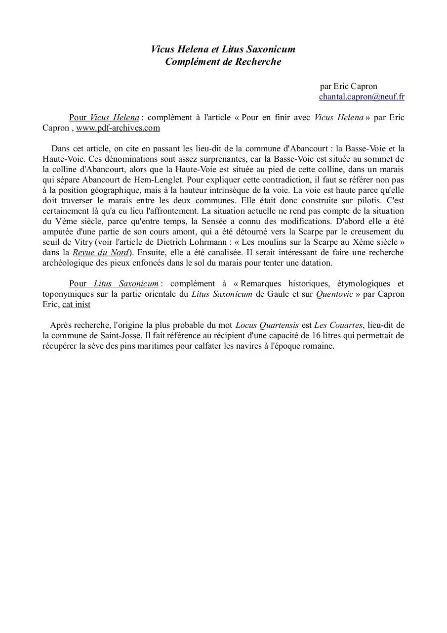 Document preview - COMPLEMENT RECHERCHE VICUS HELENA LITUS SAXONICUM.pdf - Page 1/1