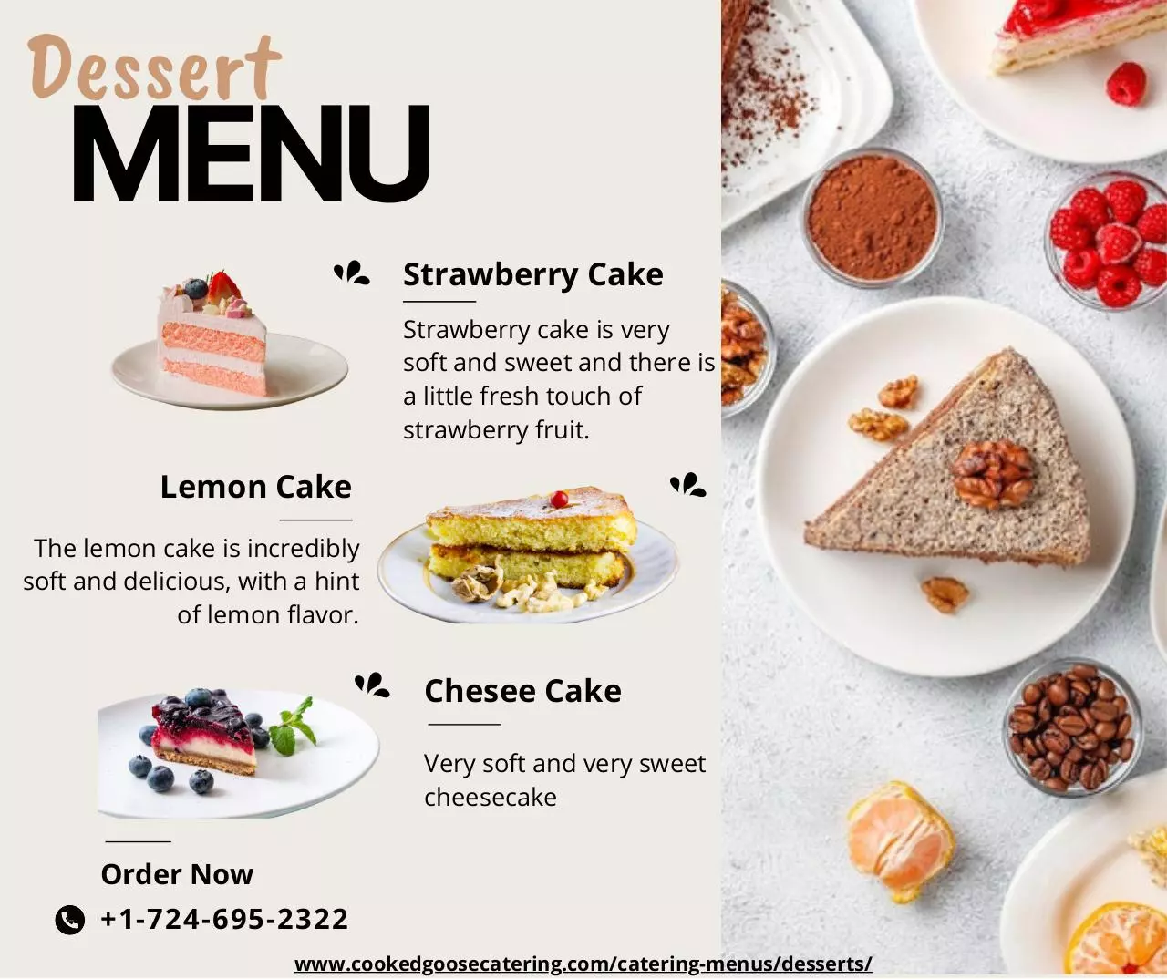 Document preview - Brown Dessert Menu - Cooked Goose Catering Company.pdf - Page 1/1