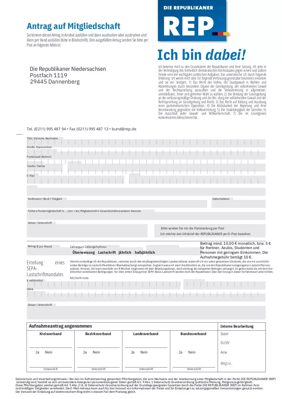 Document preview - MITGLIEDSANTRAG NIEDERSACHSEN.pdf - Page 1/1